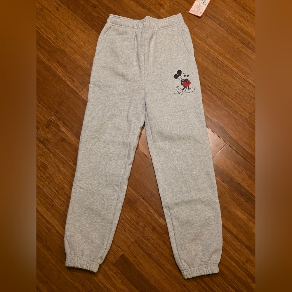 Disney Adult Gray Sweatpants with Mickey Mouse Design NWT Unisex